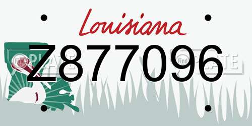 Z877096 Louisiana License Plate