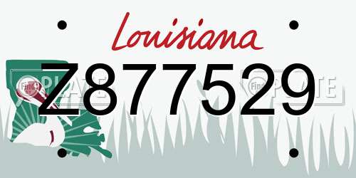 Z877529 Louisiana License Plate