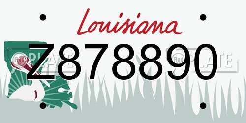 Z878890 Louisiana License Plate
