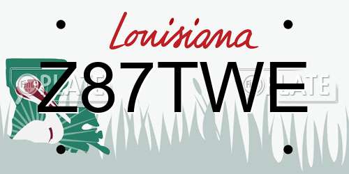 Z87TWE Louisiana License Plate