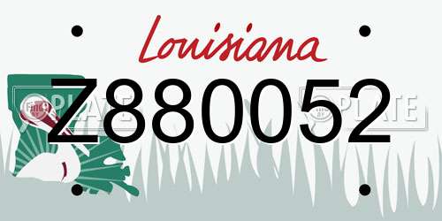 Z880052 Louisiana License Plate