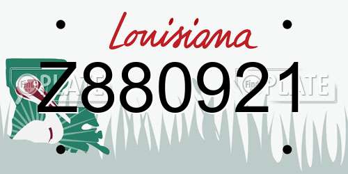 Z880921 Louisiana License Plate