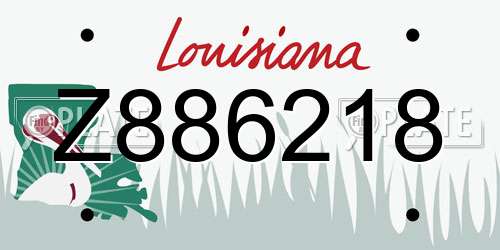 Z886218 Louisiana License Plate