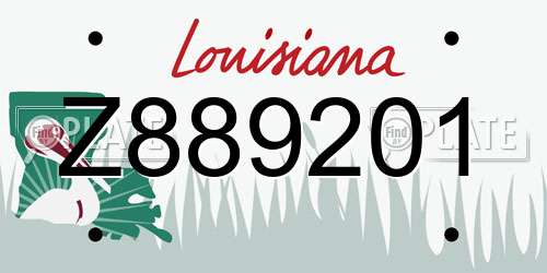 Z889201 Louisiana License Plate