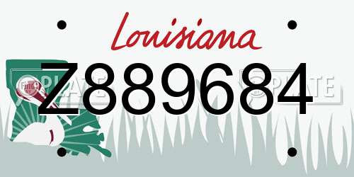 Z889684 Louisiana License Plate