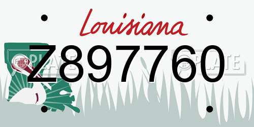 Z897760 Louisiana License Plate