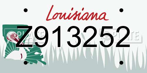 Z913252 Louisiana License Plate