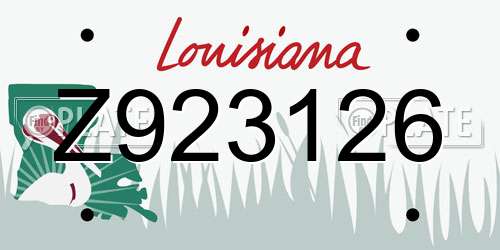 Z923126 Louisiana License Plate