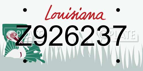Z926237 Louisiana License Plate