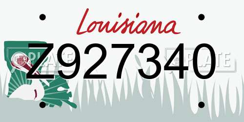 Z927340 Louisiana License Plate