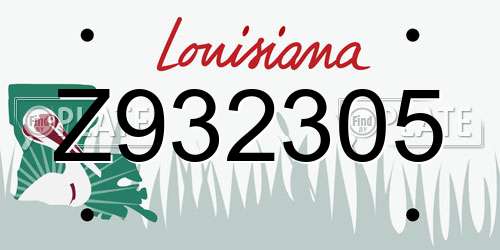 Z932305 Louisiana License Plate