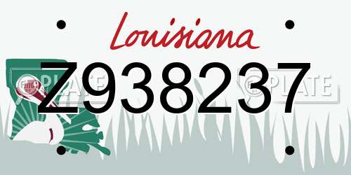 Z938237 Louisiana License Plate
