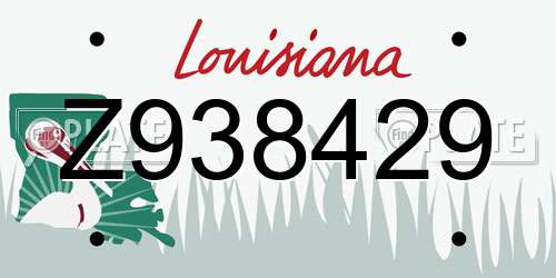 Z938429 Louisiana License Plate