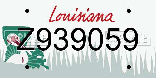Z939059 Louisiana License Plate