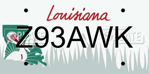 Z93AWK Louisiana License Plate