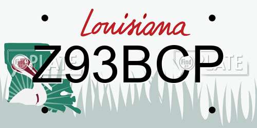 Z93BCP Louisiana License Plate