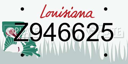 Z946625 Louisiana License Plate