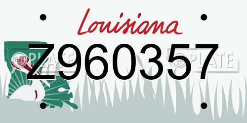 Z960357 Louisiana License Plate