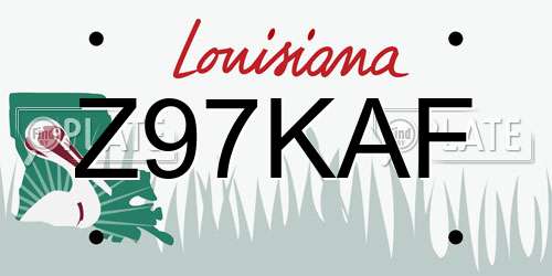 Z97KAF Louisiana License Plate