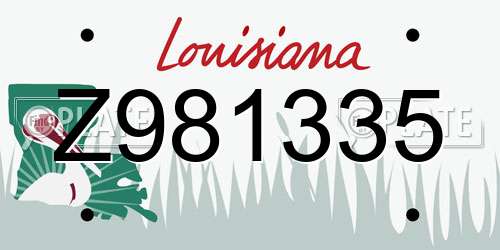 Z981335 Louisiana License Plate