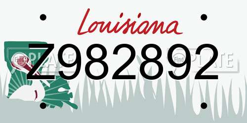 Z982892 Louisiana License Plate
