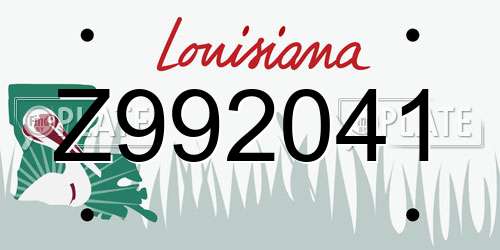 Z992041 Louisiana License Plate