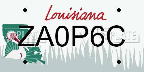 ZA0P6C Louisiana License Plate