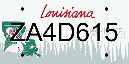 ZA4D615 Louisiana License Plate