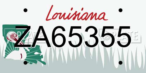 ZA65355 Louisiana License Plate