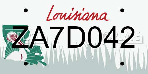ZA7D042 Louisiana License Plate