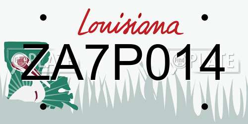 ZA7P014 Louisiana License Plate