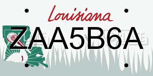 ZAA5B6A Louisiana License Plate