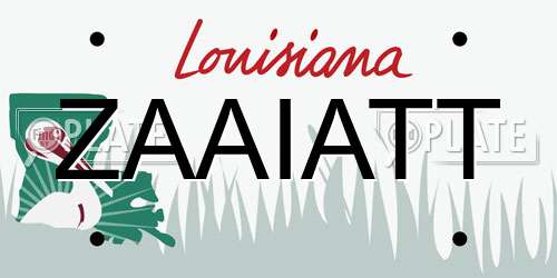 ZAAIATT Louisiana License Plate