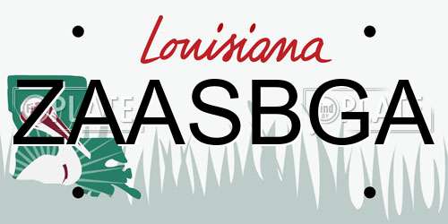 ZAASBGA Louisiana License Plate