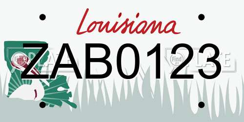 ZAB0123 Louisiana License Plate