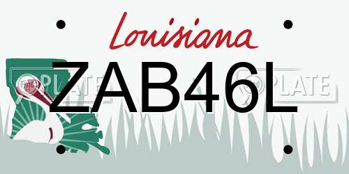 ZAB46L Louisiana License Plate