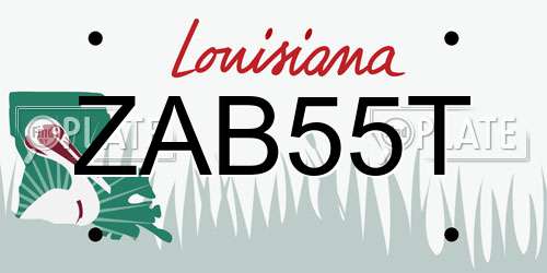 ZAB55T Louisiana License Plate