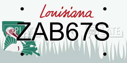 ZAB67S Louisiana License Plate