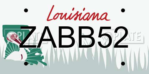 ZABB52 Louisiana License Plate