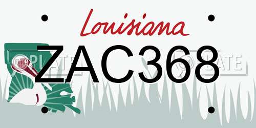ZAC368 Louisiana License Plate