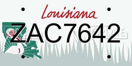 ZAC7642 Louisiana License Plate