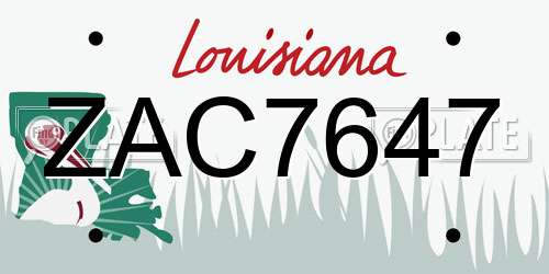 ZAC7647 Louisiana License Plate