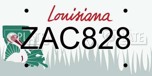 ZAC828 Louisiana License Plate