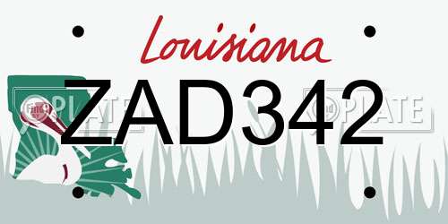 ZAD342 Louisiana License Plate