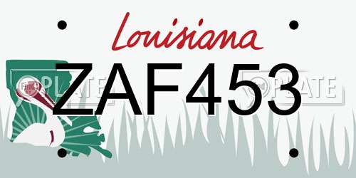 ZAF453 Louisiana License Plate
