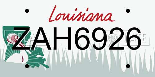ZAH6926 Louisiana License Plate