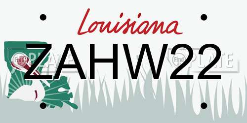 ZAHW22 Louisiana License Plate