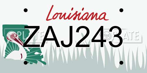 ZAJ243 Louisiana License Plate