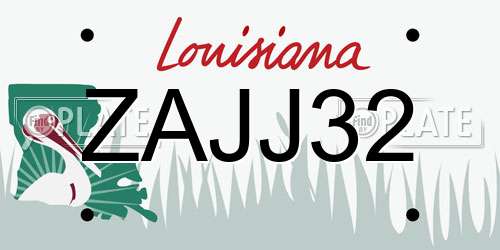 ZAJJ32 Louisiana License Plate