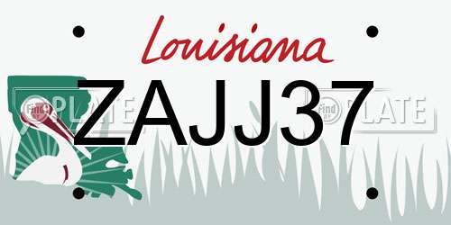 ZAJJ37 Louisiana License Plate